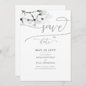 Elegante Kalligrafie Magnolia Hochzeit Speichern S Einladung (Vorne/Hinten)