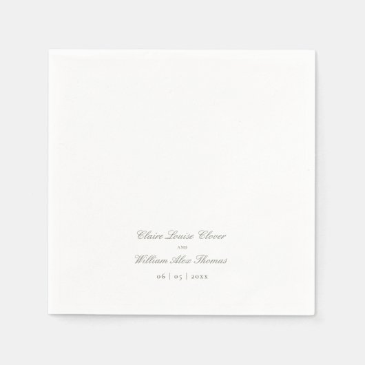 Elegante Kalligrafie Minimal Sage Green Wedding Serviette (Vorderseite)