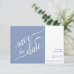 Elegante Kalligrafie Minimalistisch Dusty Blue Wed Save The Date