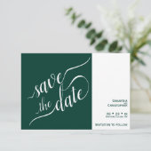 Elegante Kalligrafie Minimalistisch Emerald Weddin Save The Date (Stehend Vorderseite)