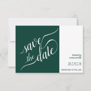 Elegante Kalligrafie Minimalistisch Emerald Weddin Save The Date