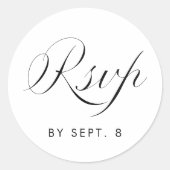 Elegante Kalligrafie Minimalistisch Schwarz-Weiß-U Runder Aufkleber (Vorderseite)