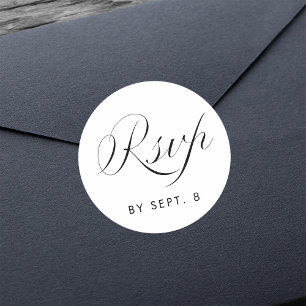 Elegante Kalligrafie Minimalistisch Schwarz-Weiß-U Runder Aufkleber