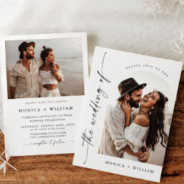 Elegante Kalligrafie Minimalistisch Wedding 2 FOTO Einladung