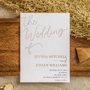 Elegante Kalligrafie Minimalistische White Wedding Folieneinladung