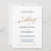 Elegante Kalligrafie mit Details zur BackWedding Einladung (Vorderseite)