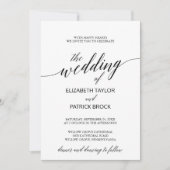 Elegante Kalligrafie mit floraler Backing Wedding Einladung (Vorderseite)