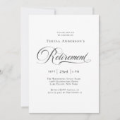 Elegante Kalligrafie mit Foto-Pensionskurs-Party Einladung (Vorderseite)