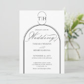 Elegante Kalligrafie Mit Monogramm White Wedding Einladung (Stehend Vorderseite)