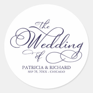 Elegante Kalligrafie Moderne Hochzeit Klassisch Ru Runder Aufkleber