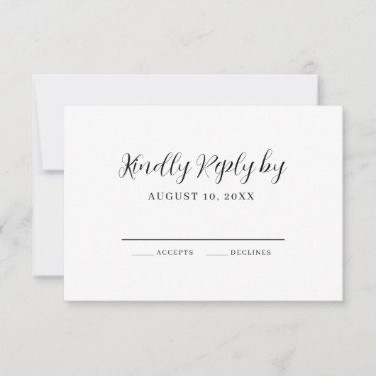 Elegante Kalligrafie Moderne Hochzeit RSVP Karte (Vorderseite)