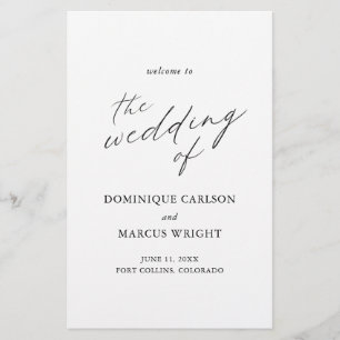 Elegante Kalligrafie Moderne Hochzeitsprogramm