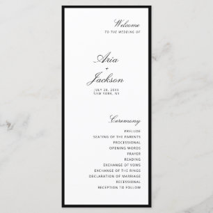 Elegante Kalligrafie Moderne Hochzeitsprogrammkart Menükarte