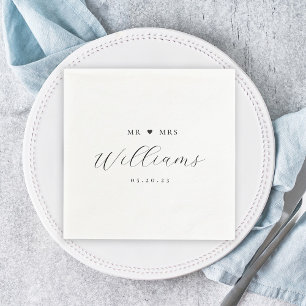 Elegante Kalligrafie Mr. und Mrs. Hochzeitsserviet Serviette