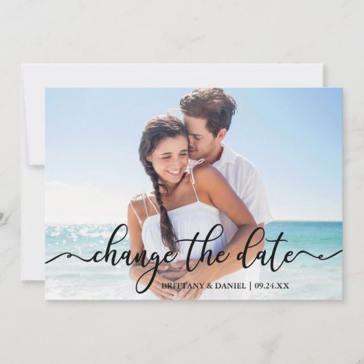 Elegante Kalligrafie - Neues Datum ändern Datumska Save The Date (Vorderseite)