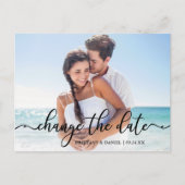 Elegante Kalligrafie - Neues Datum ändert das Datu Postkarte (Vorderseite)