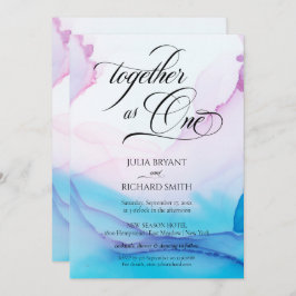 Elegante Kalligrafie Pink Blue Watercolor Moderne Einladung