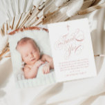 Elegante Kalligrafie Pink Girls Foto Taufe Dankeskarte<br><div class="desc">Elegante Kalligrafie Pink Girls Foto Taufe Danke Karte. Klicken Sie auf die Schaltfläche Personalisieren,  um dieses Design mit Ihren Details anzupassen. Um die Farben und Schriftart zu ändern,  wählen Sie dieses Design weiter bearbeiten,  um zusätzliche Optionen für die Anpassung zu öffnen.</div>