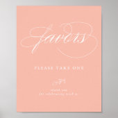 Elegante Kalligrafie Pink Minimal Leaf Gefälligkei Poster (Vorne)