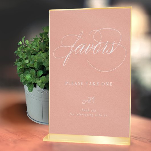 Elegante Kalligrafie Pink Minimal Leaf Gefälligkei Poster