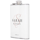 Elegante Kalligrafie Pink Monogram Bridesmaid Gesc Flachmann (Links)