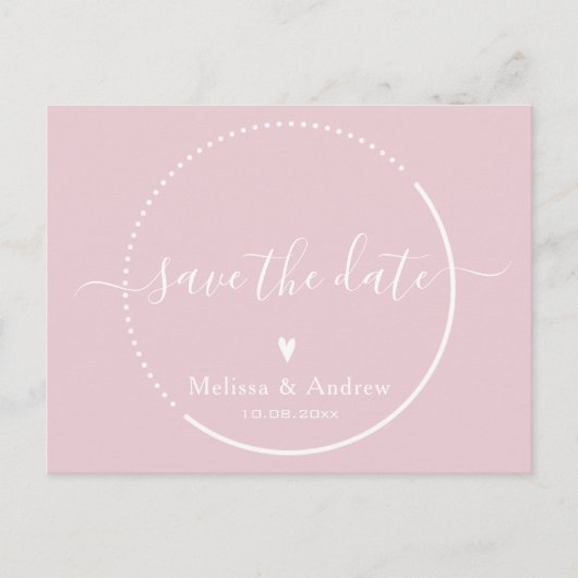 Elegante Kalligrafie Pink Wedding Save the Date Postkarte (Vorderseite)