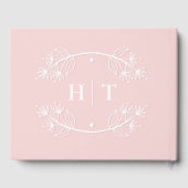 Elegante Kalligrafie Pink White Monogram Wedding Gästebuch (Rückseite)