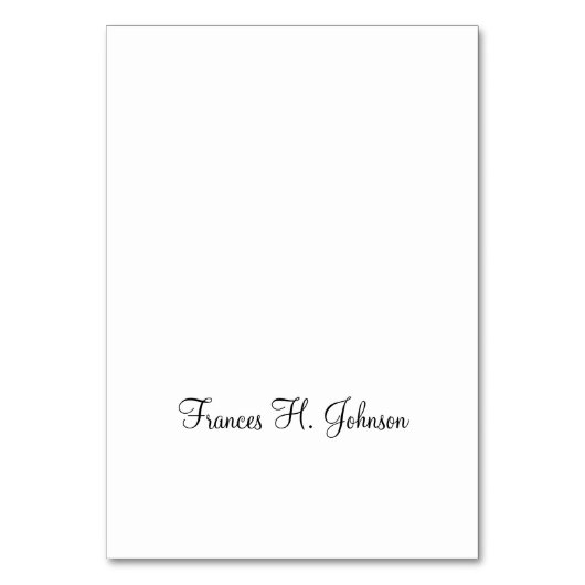 Elegante Kalligrafie Platzkarten für individuelle Tischnummer (Vorderseite)