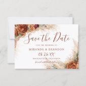 Elegante Kalligrafie QR-Code Floral Boho Hochzeit Save The Date (Vorderseite)