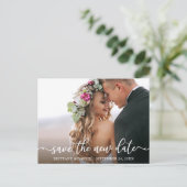 Elegante Kalligrafie Rette das neue Date-Foto Postkarte (Stehend Vorderseite)