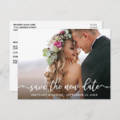 Elegante Kalligrafie Rette das neue Date-Foto Postkarte (Vorne/Hinten)
