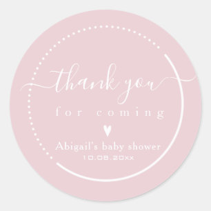 Elegante Kalligrafie Rosa Babyparty Dankeschön Runder Aufkleber
