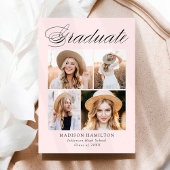 Elegante Kalligrafie Rosa Rosa 4 Foto Abschluss Ankündigung