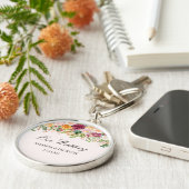 Elegante Kalligrafie Rose Gartengarten Hochzeit Schlüsselanhänger (Seite)