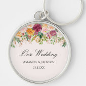 Elegante Kalligrafie Rose Gartengarten Hochzeit Schlüsselanhänger (Vorne)