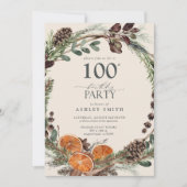 Elegante Kalligrafie Rustikale Orange 100. Geburts Einladung (Vorderseite)