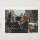 Elegante Kalligrafie Save the Date Foto Rosa Einladung (Vorderseite)