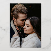 Elegante Kalligrafie Save the Date Foto Rose Gold Folieneinladung (Rückseite)