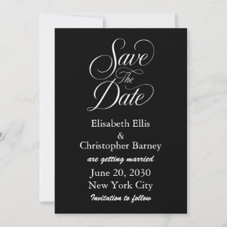 Elegante Kalligrafie Save the Date Hochzeit Einladung