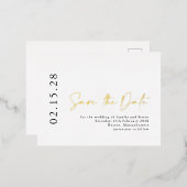 Elegante Kalligrafie Save the Date Real Gold Folie Einladungspostkarte (Vorderseite/Rückseite)