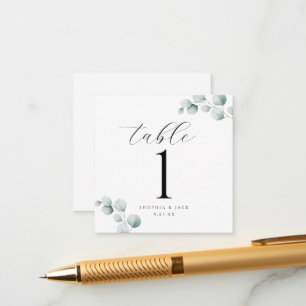 Elegante Kalligrafie-Schrift Eukalyptus-Tischnumme Begleitkarte