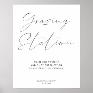 Elegante Kalligrafie-Schrift Grazing Station Hochz Poster