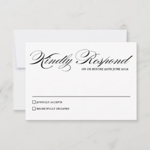 Elegante Kalligrafie-Schrift Hochzeits-Antwortkart RSVP Karte