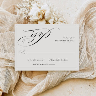 Elegante Kalligrafie-Schrift Monogramm Hochzeit RSVP Karte