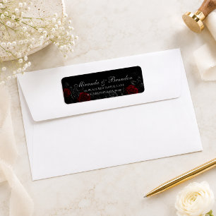 Elegante Kalligrafie Schwarz-Rote Blumige Hochzeit