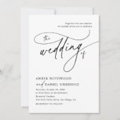 Elegante Kalligrafie Schwarz & Weiß Moderne Hochze Einladung (Vorderseite)