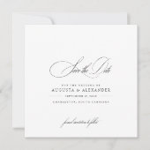 Elegante Kalligrafie Schwarz & Weiß Save The Date (Vorderseite)