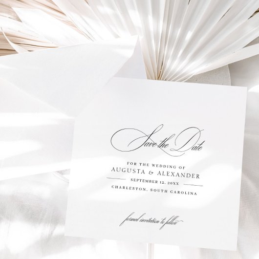 Elegante Kalligrafie Schwarz & Weiß Save The Date