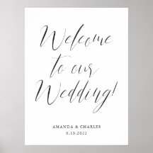 Elegante Kalligrafie Schwarz-weiß Wedding Willkomm