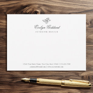Elegante Kalligrafie Script Business Gray Flat Mitteilungskarte
